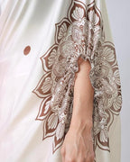 Satin Silk Printed Kaftan Saree With Unstitched Blouse