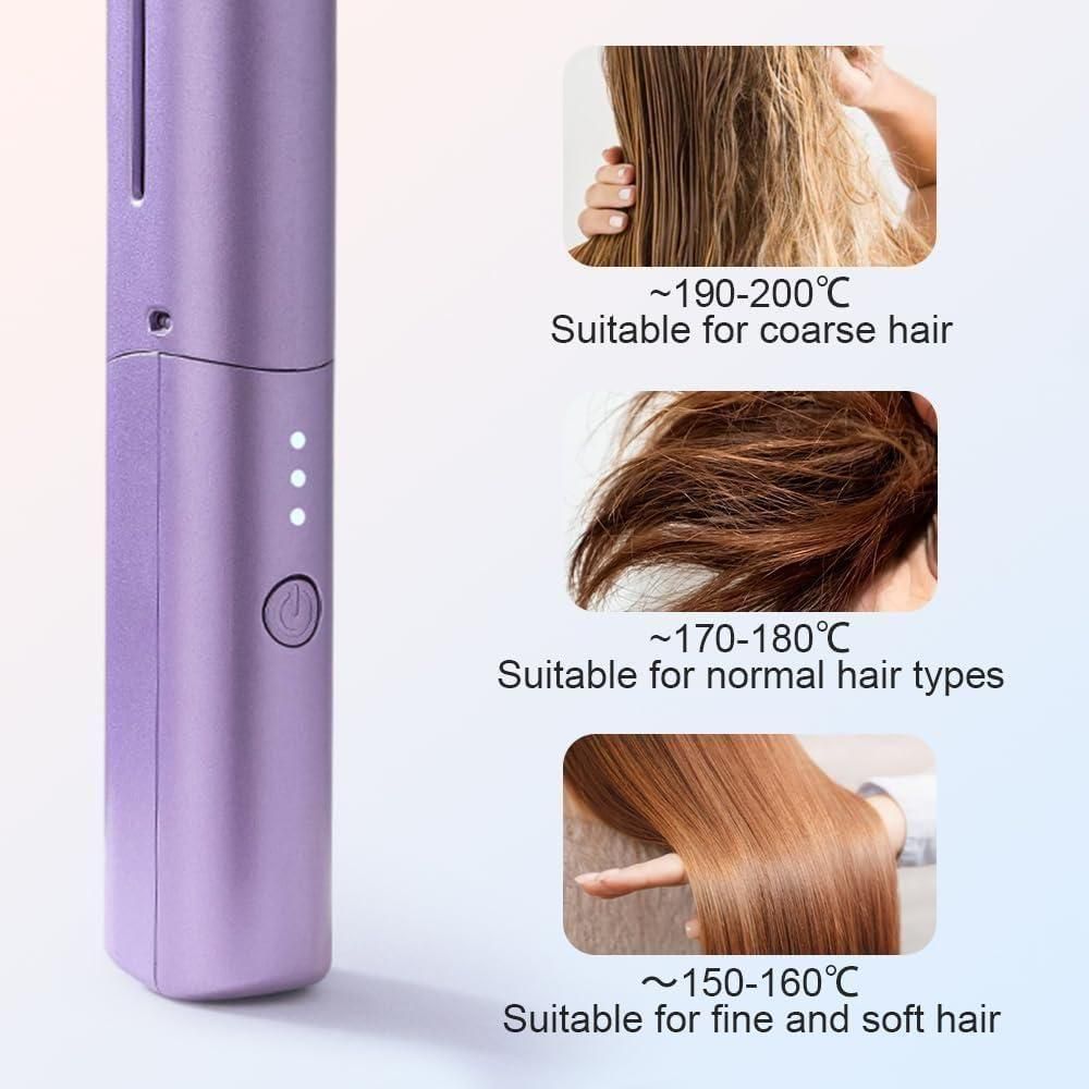 Portable Mini Hair Straightener,Cordless, Rechargeable, Mini Adjustable, Meneflix Hair Straightener Hot Comb