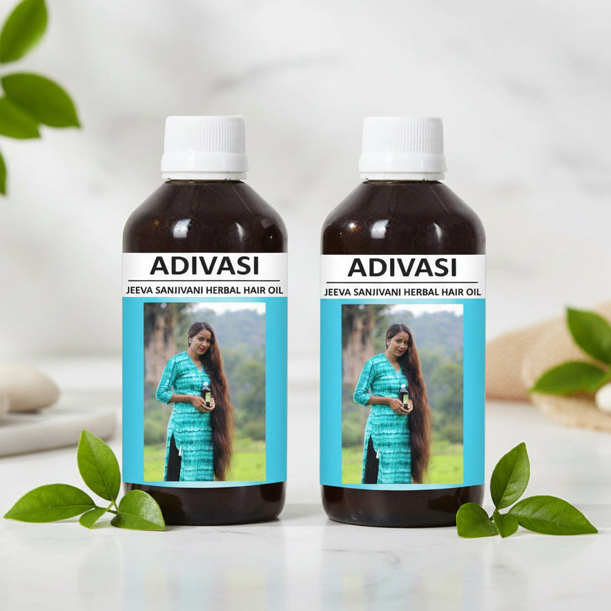 2 Adivasi Herbal Hair Oil Bottle For Men and Women– 100% Natural Tribal Formula for Hair Fall Control, Strong Roots & Healthy Hair (100 ml)