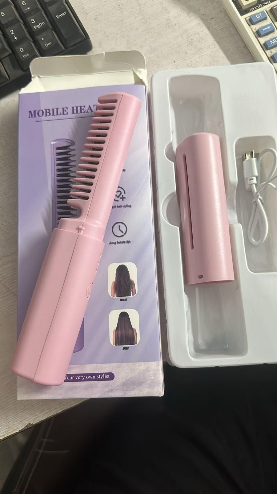 Portable Mini Hair Straightener,Cordless, Rechargeable, Mini Adjustable, Meneflix Hair Straightener Hot Comb